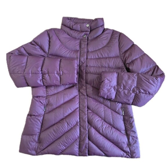 Lands End Puffer Jacket Womens Size Medium Feather Fill Purple Magenta - Picture 10 of 10